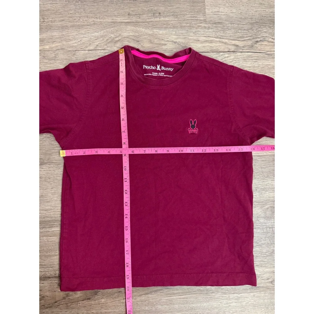 Psycho Bunny Girls Burgundy Pima Cotton Tee‎ Shirt Size 10-12 Medium Logo